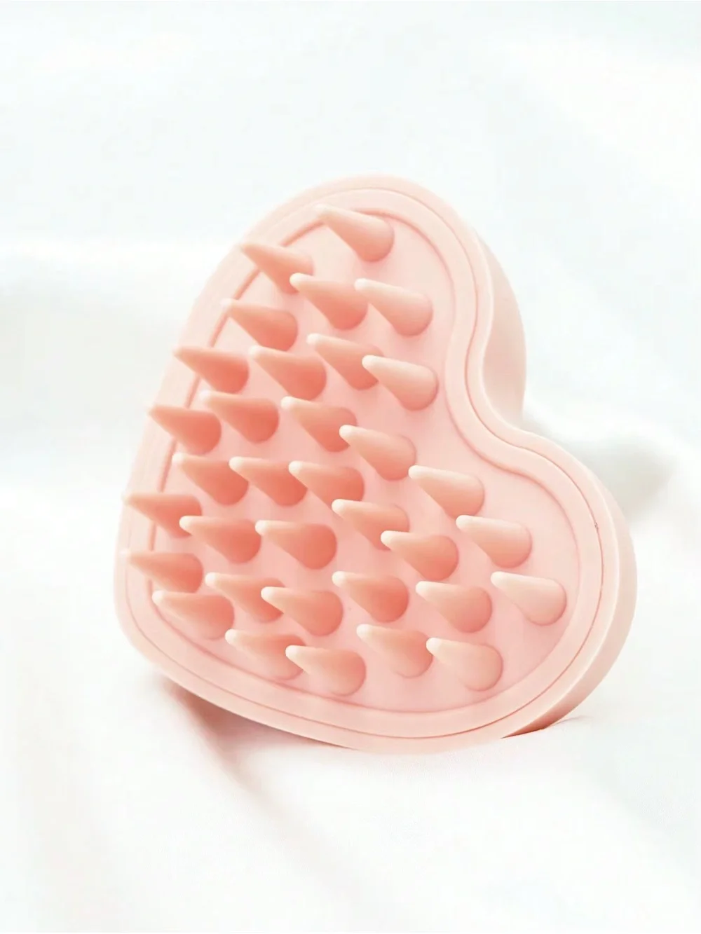 Pink Heart Silicone Scalp Massager Brush New